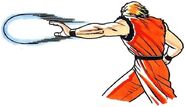 Artwork of Ryo performing a Ko-Ou Ken, by Shinkiro.