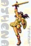 Athena, wearing her ancestor's armor, as a Striker in KOF 2000.