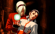 Ash steals the Yata Mirror from Chizuru.