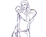 The King of Fighters XIV artbook: Robert background winpose sketch.