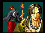 Iori and Kyo in the Samurai Shodown RPG.