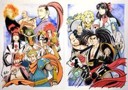 Samurai Shodown: Double page Illustration by Shiroi Eiji.