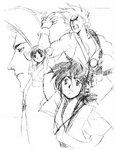 Samurai Shodown IV: Promo art sketches.