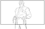 The King of Fighters XIV artbook: Ryo background winpose sketch.