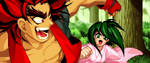 Hazuki and Kazuki running off together from Samurai Shodown IV.