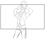 The King of Fighters XIV artbook: Benimaru background winpose sketch.