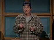 Jimmy Fallon as Adam Sandler on the October 24, 1998 episode during the " Celebrity Jeopardy" sketch.