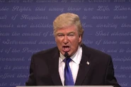 Baldwin as Donald Trump on October 1, 2016, during the "1st Presidential Debate" cold opening.