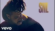 Season 41 Bumper Photo from October 10, 2015: The 2nd appearance and first musical guest stint on SNL for The Weeknd. His first performance was "The Hills" featuring Nicki Minaj.