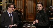 Bill Hader as Steven Seagal (right) on the October 6, 2007 episode during the opening monologue.