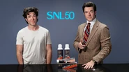 Season 50 of Saturday Night Live Bumper Photo from November 2, 2024, the fifth episode and last pre-U.S. Presidential Election episode of Season 50 of Saturday Night Live: John Mulaney's 6th time hosting SNL, thus making him the most frequent former SNL writer who was never hired as a cast member to host more than five as the frequent SNL host, with musical guest Chappell Roan.