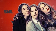 Season 39 Bumper Photo from November 23, 2013: HAIM made their musical guest debut on SNL. Their first performance was "The Wire".