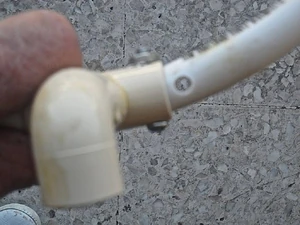 To begin wrapping the hoop with cord I drill one 7/32" hole all the way thru the tube near the "T"