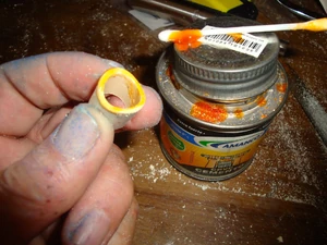 Using a Q-tip dab some CPVC cement on the contact surface