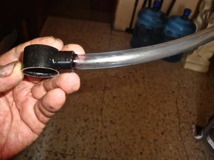 To blow from the bottom I prefer a flexible clear tubing