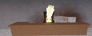 Saffra after she's been exploded by an explosive charge