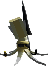A Galilean wearing sunglasses, while also holding a flashlight and umbrella