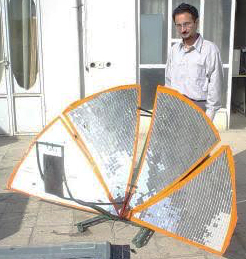 Amirmehdi demonstrates a parabolic with fan-style reflectors - Photo credit: Amirmehdi Komarizade]]