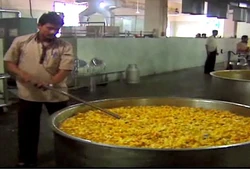 Cooking in the kitchen at Shirdi