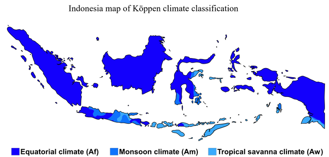 Indonesia map of climate classification