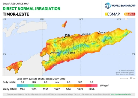 East Timor irradiation map, 8-5-22