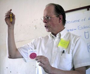 Robert Metcalf demonstrates water testing