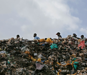 Plastic bags in trash in Kenya, photo credit- Daniel Irungu-EPA