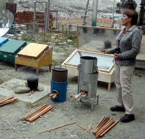 Ruth Whitfield demonstrating two aspects of the integrated cooking method