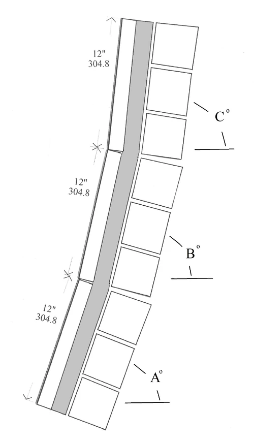 TRW CPC-shape ferrocement kitchen wall with 12in flat glass mirrors