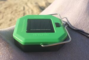 The MiniSun12H lamp recharges in sunlight.