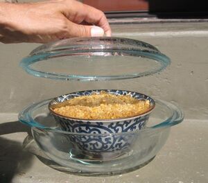 Pyrex bowl cooking enclosure, 10-2-13