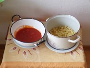 Les pâtes et le goulash