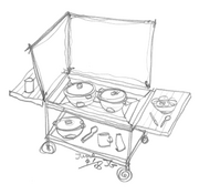 Solar Cooker Cart with Greenhouse Type Ovens