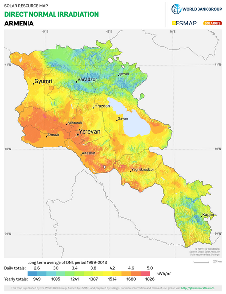 Armenia irradiation map, 8-5-22