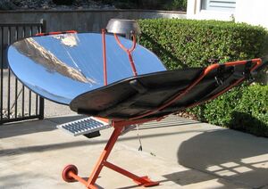 Climate Healers parabolic cooker with PV panel