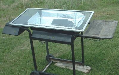 West's Solar Oven Cooking Cart in action closeupssmaller