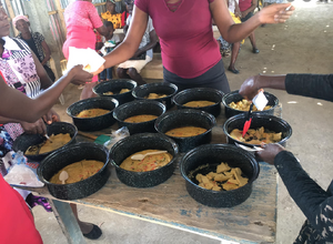 the cooked food is served for tasting