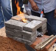 16-brick rocket stove Mexico 2012