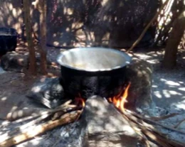 Typical three-stone fire used for cooking