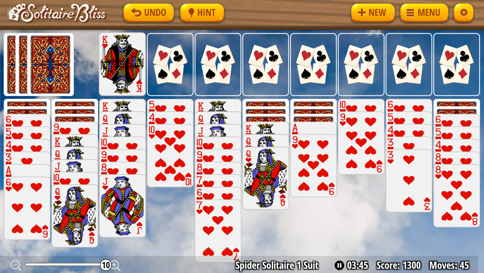 Spider Solitaire One Suit Play Free Online