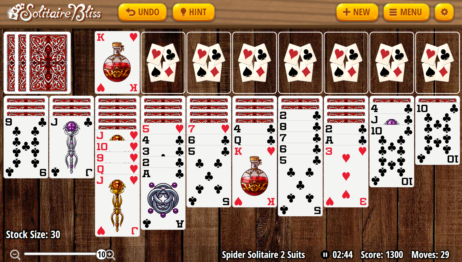 Play Two Suit Spider Solitaire Playing Card Video Game Online For Free With  No App Download