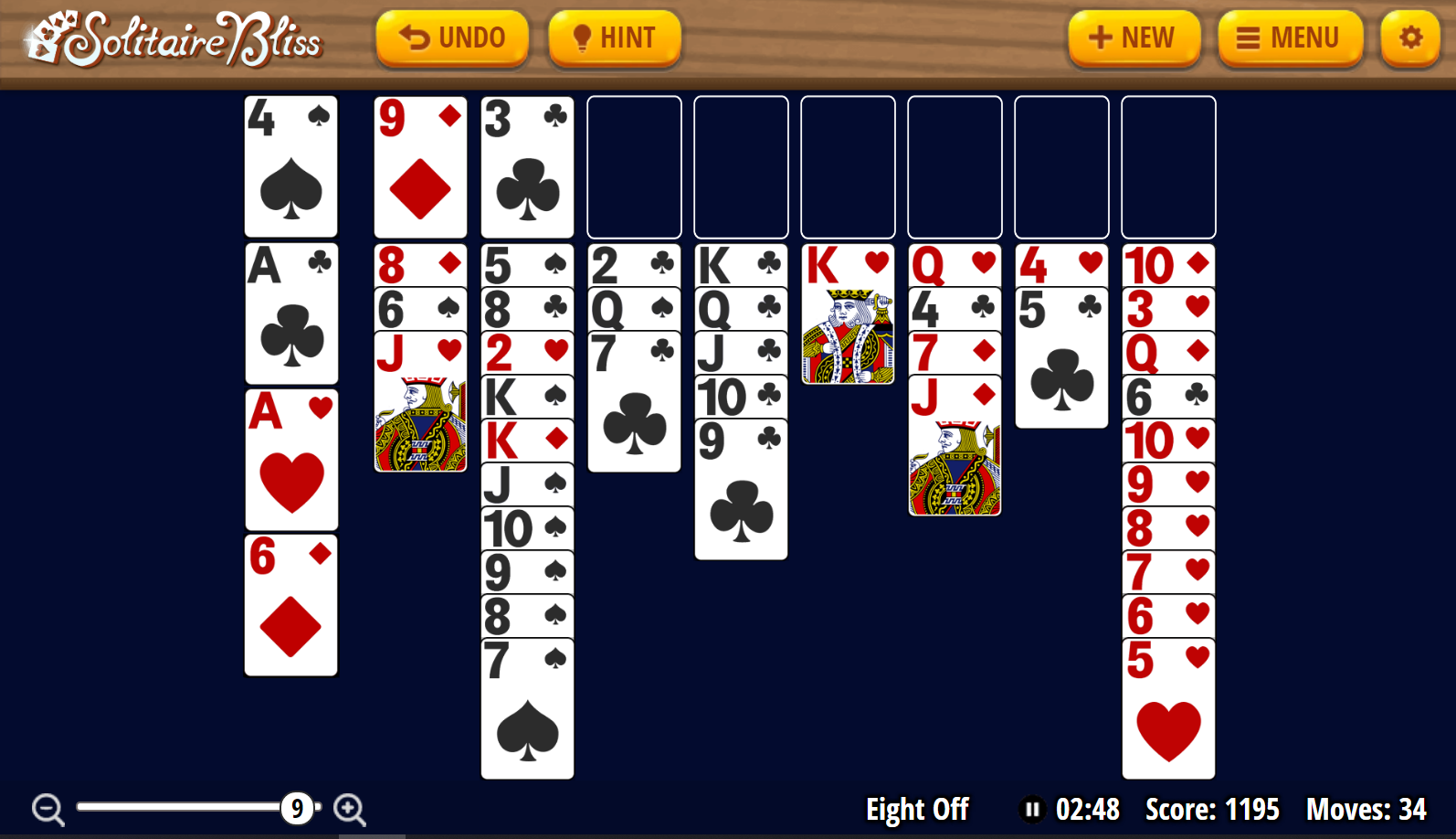 Play Eight Off Solitaire Card Game Online