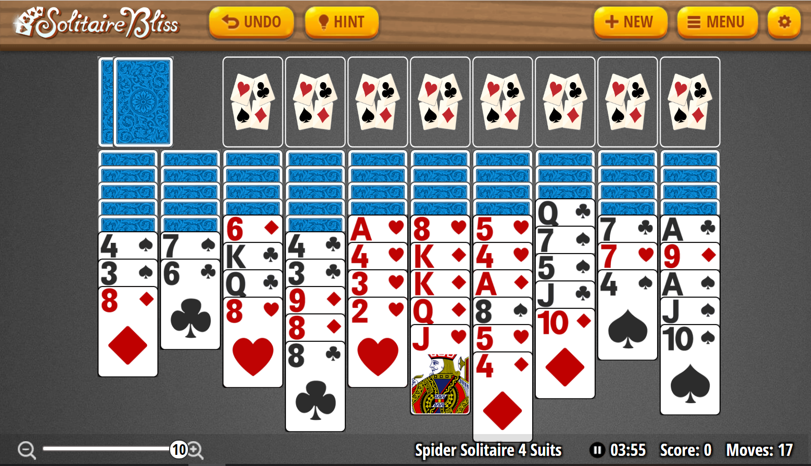 4 Suit Spider Solitaire - all lined up for a pretty screen shot. A rare  configuration to achieve. : r/gaming