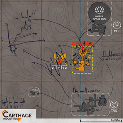 A map of Alpha, scribbled over by Dr. Ross calculating the WAU's growth.