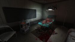 Akers hospital bed, before reanimating.