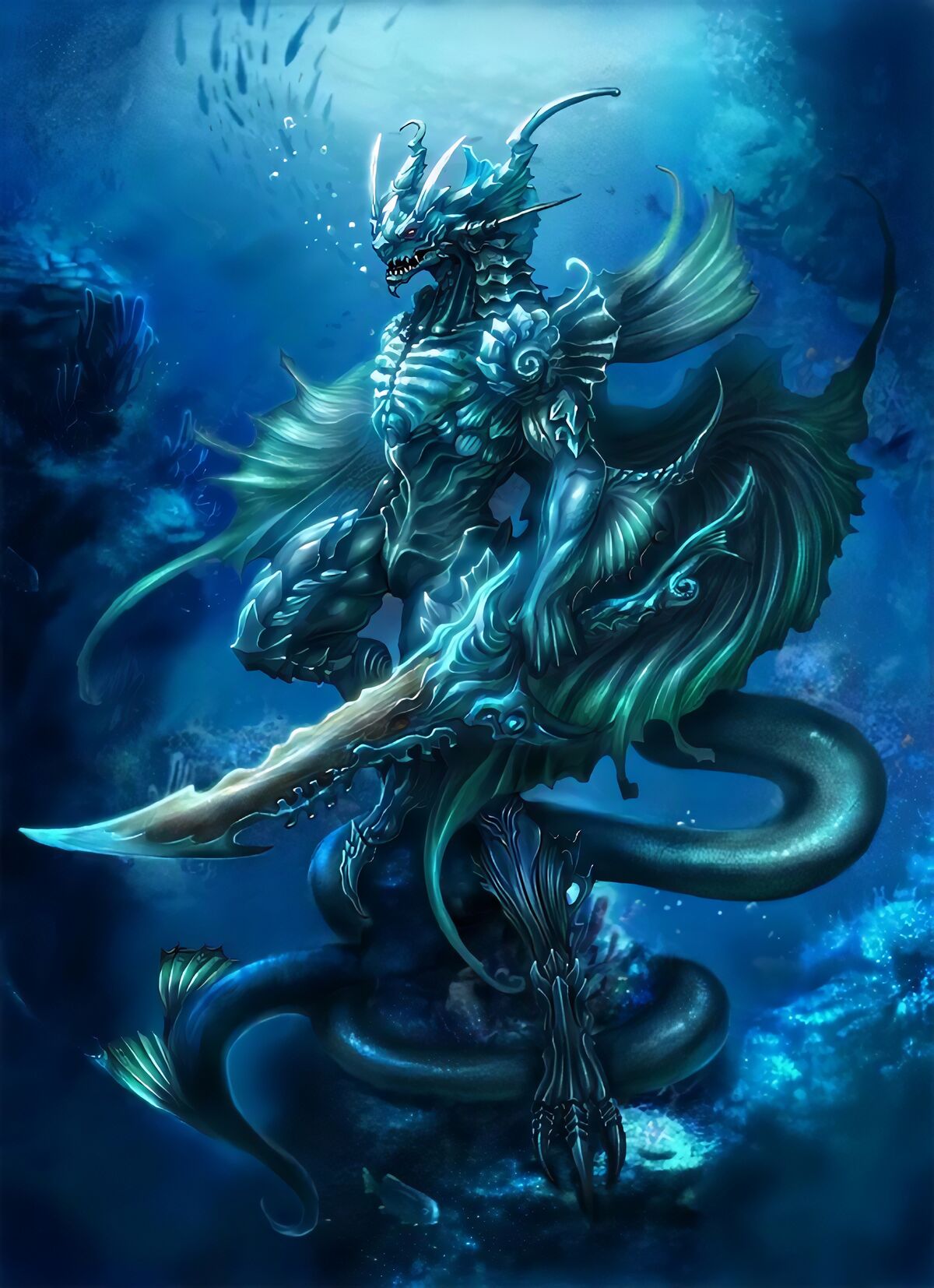 Каргон. Нешимирон демон рыбы. Водный дракон. Морские Мифические существа. Морской демон.