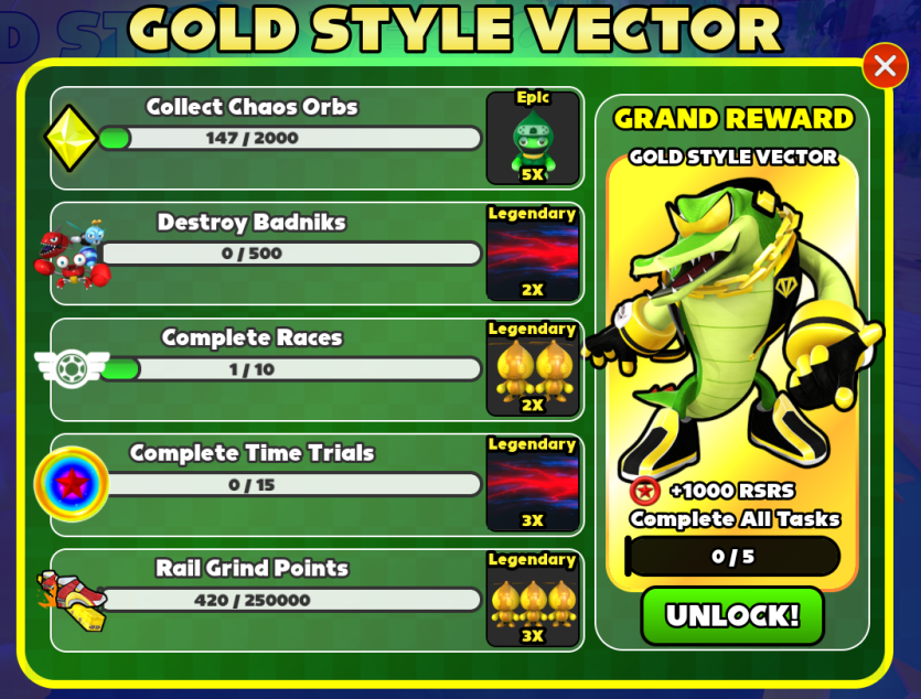 Gold Style Shadow, Sonic Speed Simulator Wiki