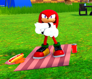 Here is Knuckles enjoying Sonic Prime's Premiere!