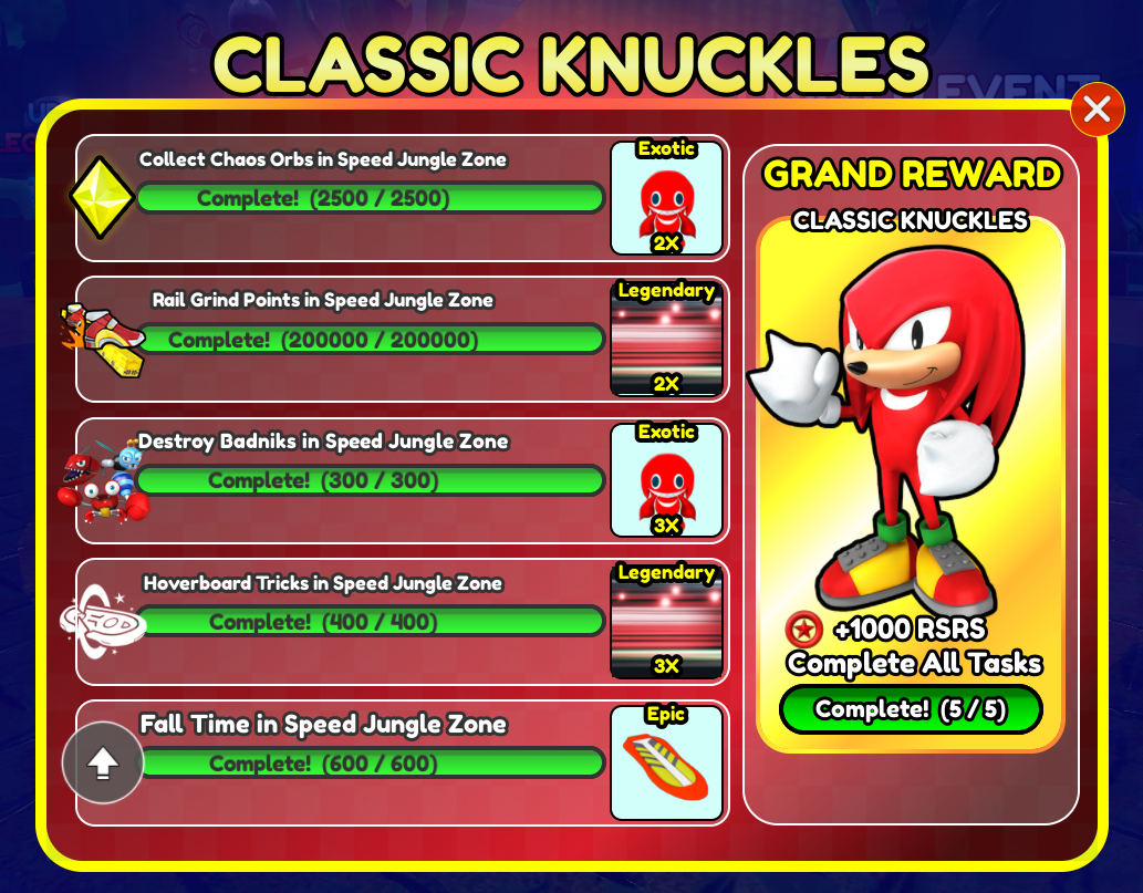 Classic Knuckles Event Sonic Speed Simulator Wiki Fandom