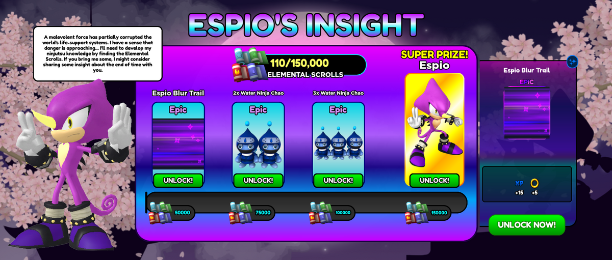 Ninja Espio, Sonic Speed Simulator Wiki